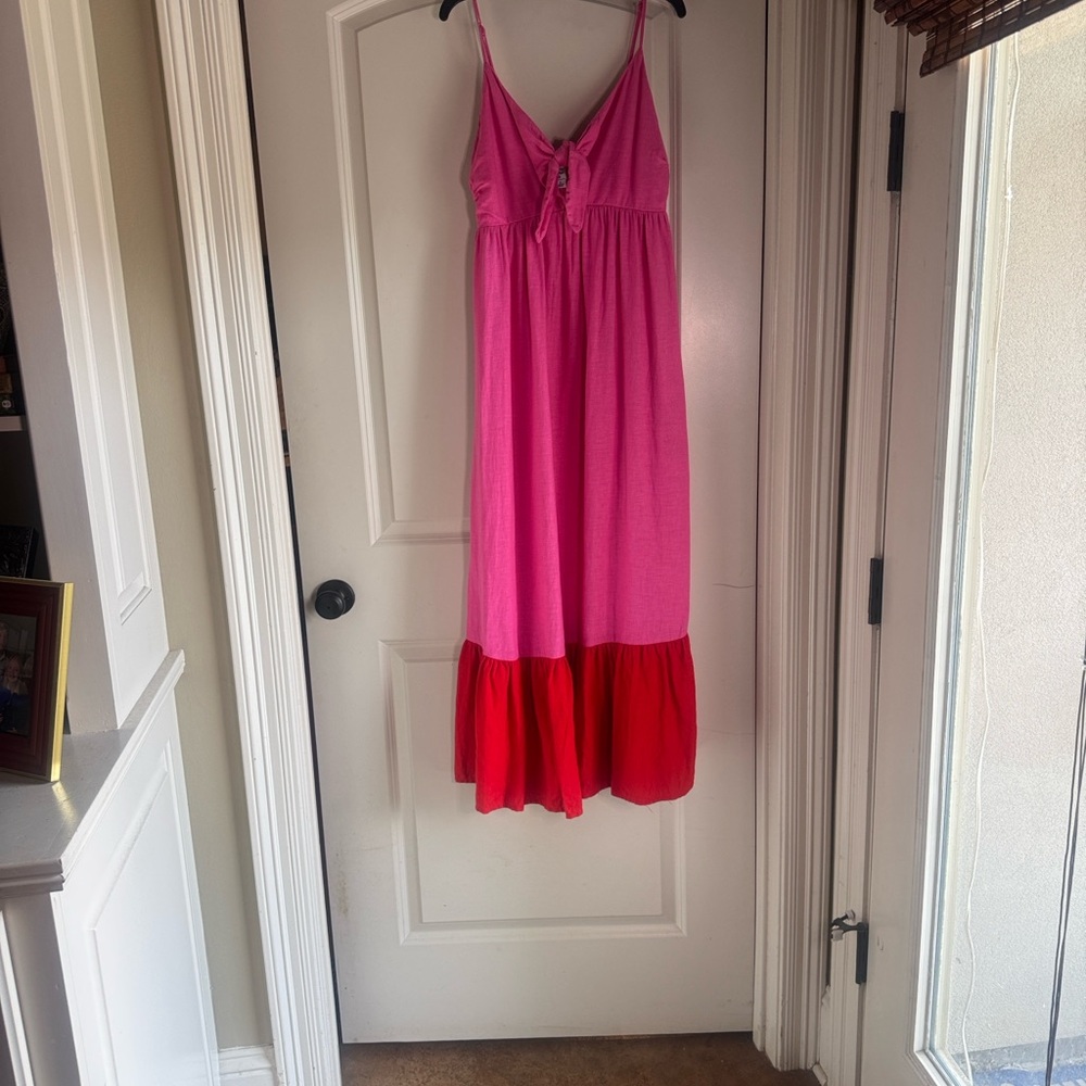 Pink and Red Maxi Dress